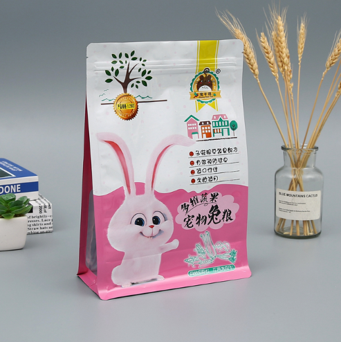 鋁箔兔糧自立自封定制 彩印寵物食品八邊封包裝袋