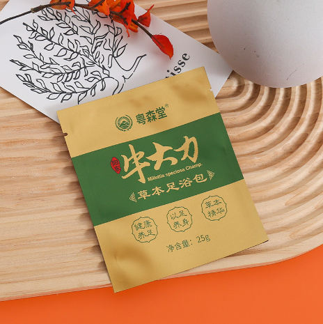 定制草本足浴金色鋁箔包裝袋 養生艾草洗腳粉鍍鋁三邊封袋